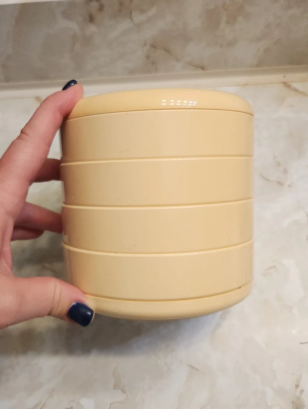 Vintage Interdesign Swivel Organizer Jewelry 70s 80s Cream Butter Yellow